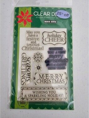 Hero Arts Clear Rubber Stamp Set Merry Christmas Holiday Cheer